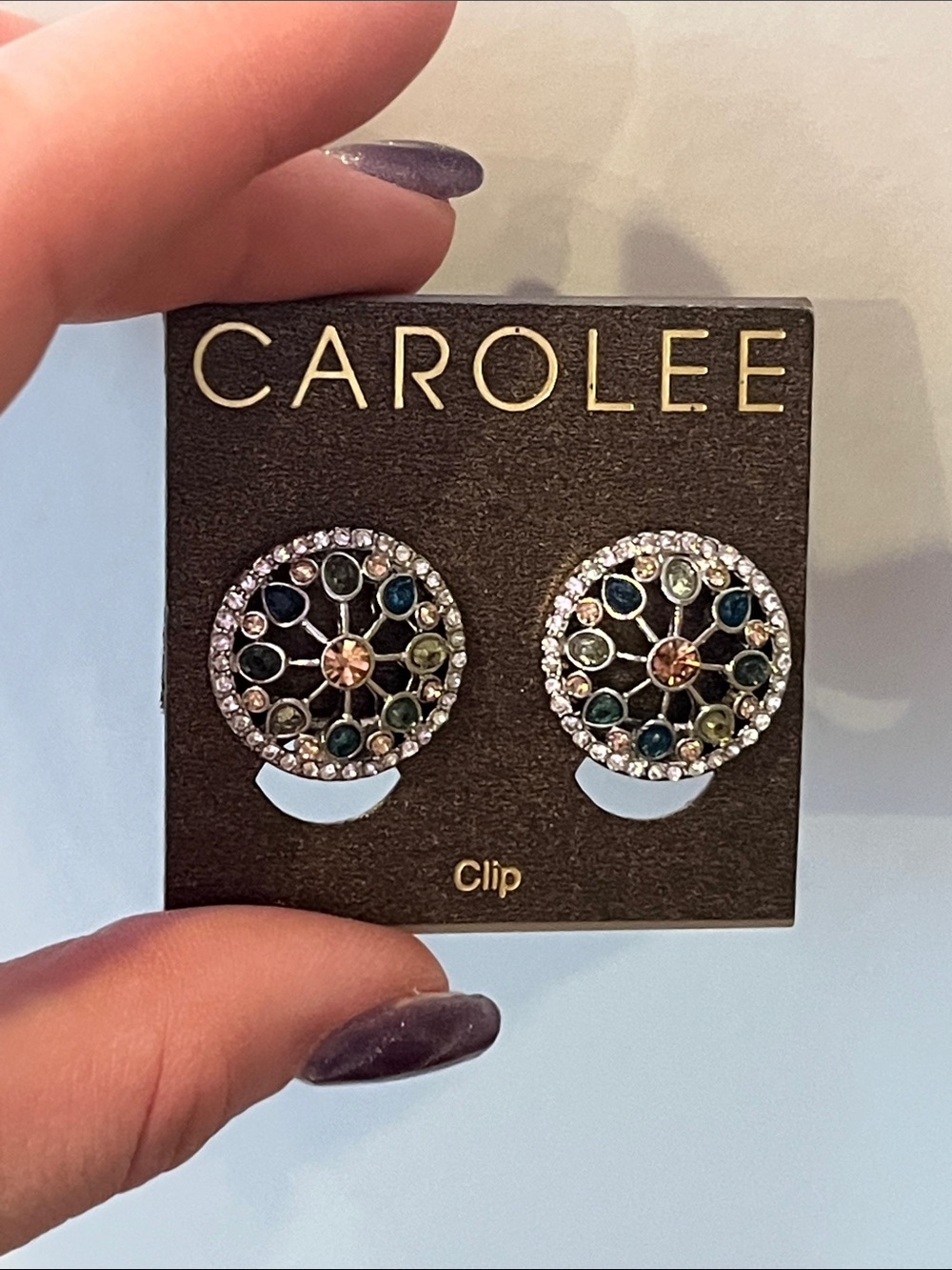 NWT Carolee Multicolor Crystal Clip-On Earrings